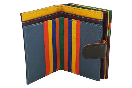 Pojemny kolorowy portfel damski skórzany - Czarny