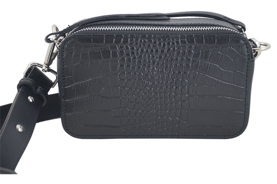 Mała skórzana listonoszka CROCO - Czarna
