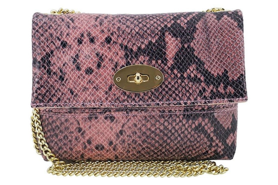 Listonoszka skórzana na łańcuszku - Czarna