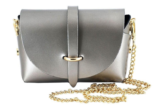 Modna listonoszka wizytowa skórzana - Różowa pudrowa 