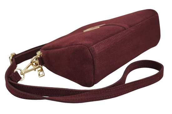 Mała torebka zamszowa wieczorowa - Bordowa 