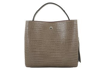 Skórzany elegancki kuferek CROCO - Beżowy