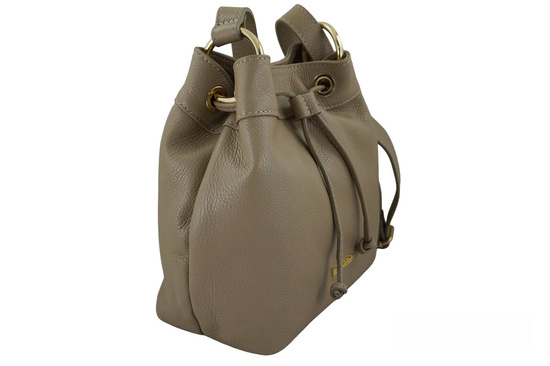 Torebka skórzana / mini worek - Beżowa 