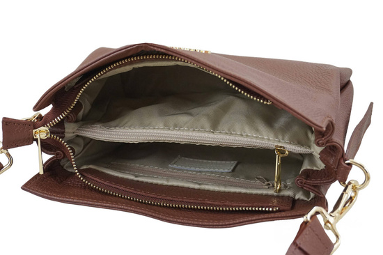 Funkcjonalna torebka damska na ramię - Brązowa