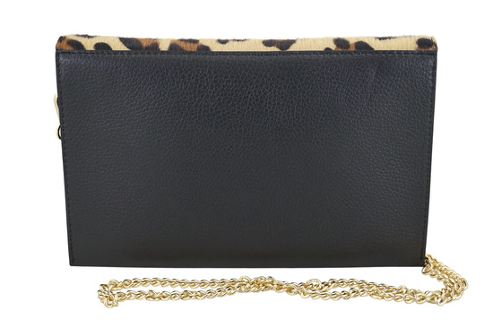 Kopertówka damska z motywem panterki - Czarna 