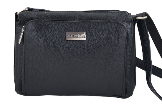 Listonoszka skórzana z kieszeniami - Czarna