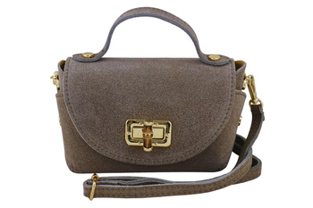 Mała torebka zamszowa wizytowa - Beżowa ciemna