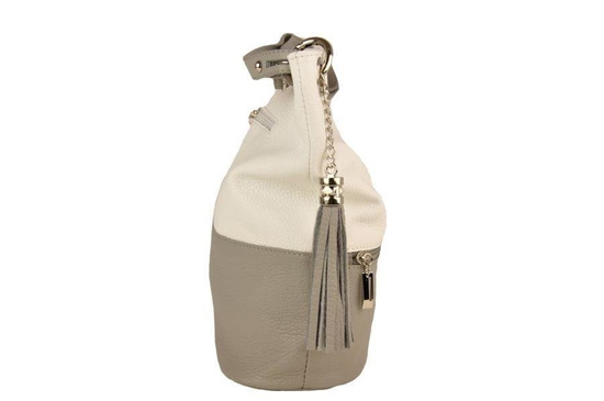 Skórzana torebka worek Barberinis- Beżowo-brązowa