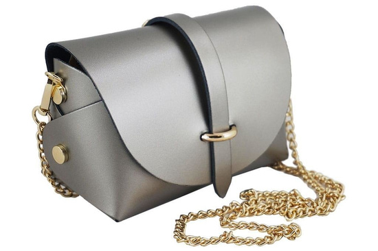 Modna listonoszka wizytowa skórzana - Różowa pudrowa 