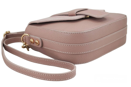 Torebka listonoszka z zamszową klapą - Różowa pudrowa 