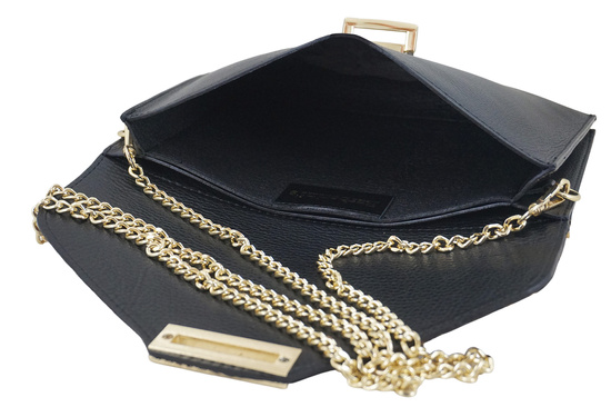 Wieczorowa kopertówka skórzana z modnym printem - Czarna 