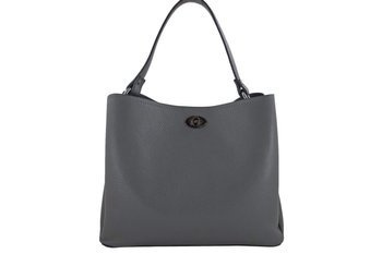 Kuferek skórzany z ozdobnym zapięciem - Szary ciemny