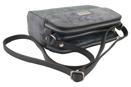 Stylowa torebka crossbody trzykomorowa - Brązowa ciemna