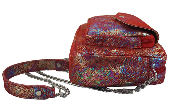 Torebka skórzana holograficzna - Czerwona 