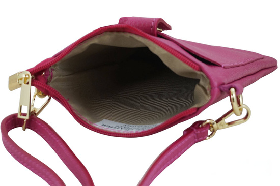 Torebka skórzana / etui na telefon - Fuksja 