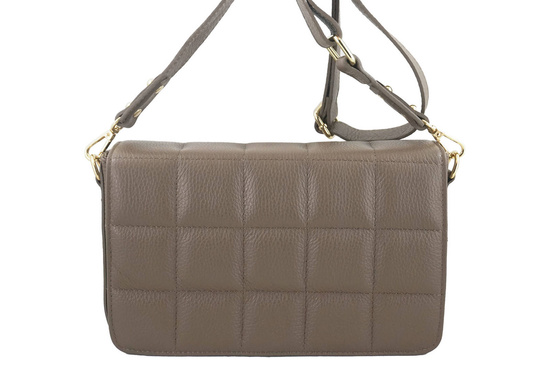 Modna torebka pikowana skórzana - Beżowa ciemna 