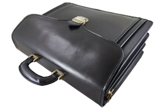 Teczka męska ze skóry naturalnej - Czarna 