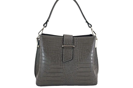 Klasyczne torebki skórzane - CROCO - Czarny 