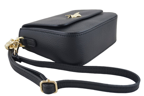 Modna torebka skórzana ze złotym łańcuszkiem - Czarna 