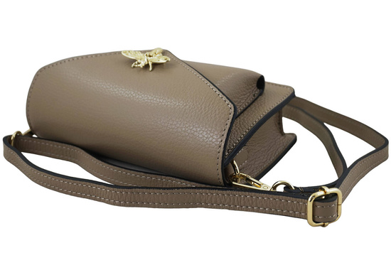 Beżowa ciemna torebka wizytowa skórzana