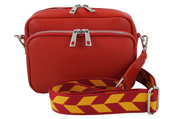 Torebka damska z ozdobnym paskiem - Czerwona