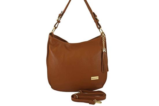 Duża i elegancka torebka skórzana - Brązowa jasna 