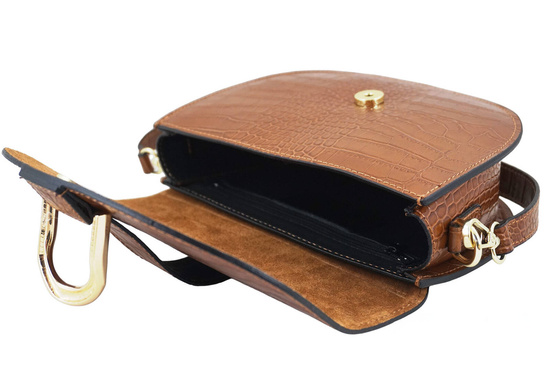 Listonoszka damska croco - Brązowa jasna 