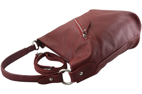 Duży worek na ramię skórzany A4 - Szary ciemny 