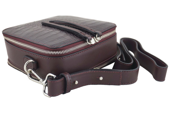 Listonoszka CROCO z szerokim paskiem - Beżowa ciemna 