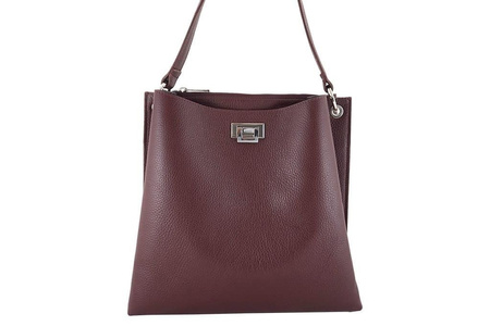 Duża torba damska skórzana na ramię jasnobrązowa