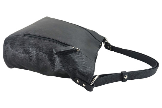 Pojemny skórzany worek na ramię - Szary ciemny 