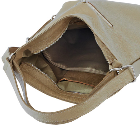 Torebka plecak z zamszem - Beżowa