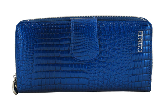 Portfel skórzany damski lakierowany - Czarny 