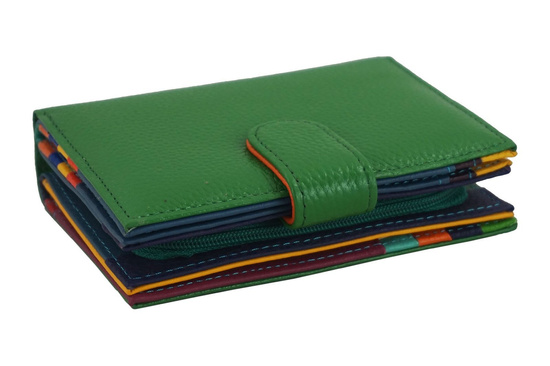 Pojemny kolorowy portfel damski skórzany - Zielony