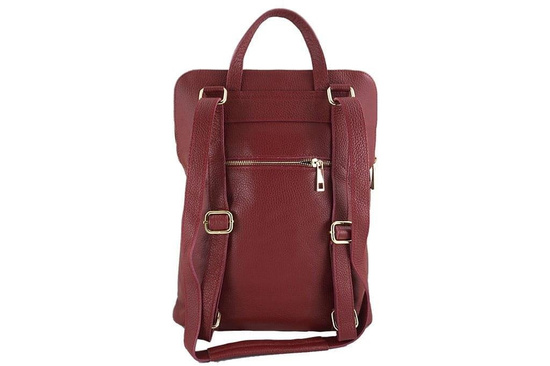 Modny plecak skórzany - Barberini's - Bordowy 
