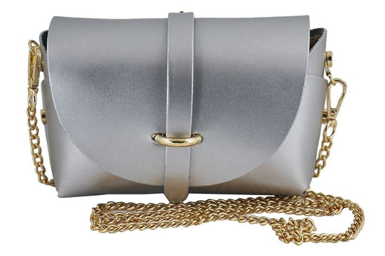 Modna listonoszka wizytowa skórzana - Różowa pudrowa 