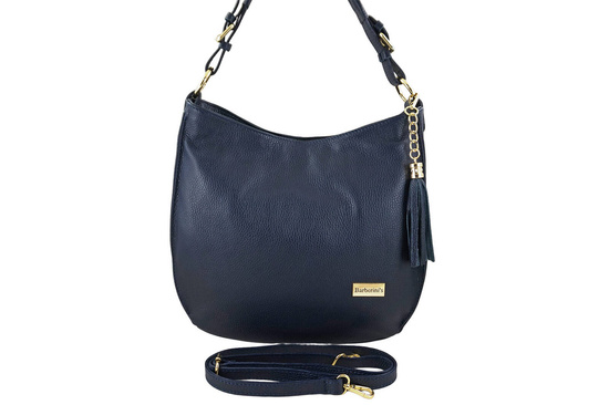 Duża i elegancka torebka skórzana - Granatowa