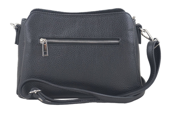 Listonoszka skórzana z zamszem - Czarna