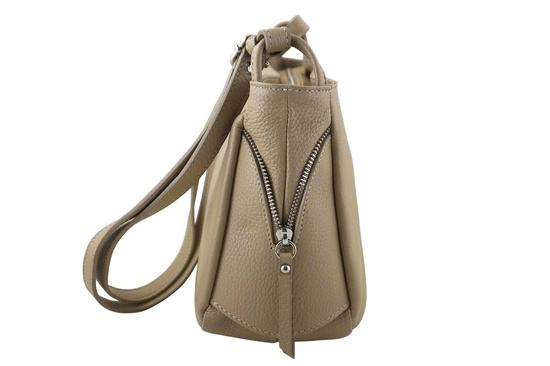 Klasyczna listonoszka skórzana - Beżowa