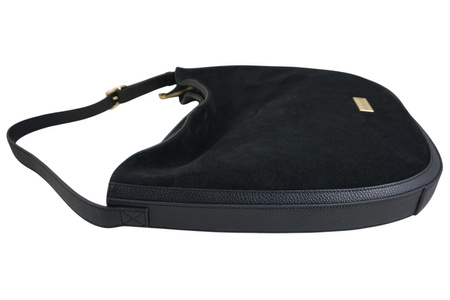 Duża torebka zamszowa na ramię - Czarna