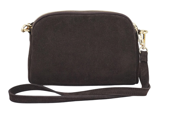 Mała torebka zamszowa wieczorowa - Brązowa ciemna 