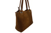 Duża elegancka torebka z naturalnej skóry i zamszu - Brązowa jasna
