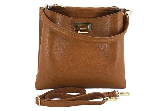 Klasyczna listonoszka ze skóry naturalnej - Granatowa