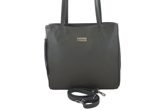 Torba skórzana A4 na ramię - Szara ciemna