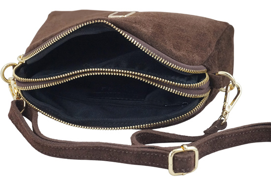 Mała torebka zamszowa wieczorowa - Brązowa 