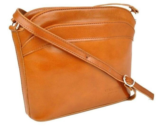 Klasyczne listonoszki damskie skórzane - Barberini's - Brązowe 