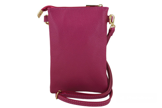 Torebka skórzana / etui na telefon - Fuksja 