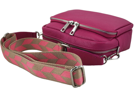 Torebka damska z ozdobnym paskiem - Fuksja 