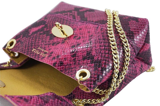 Listonoszka skórzana na łańcuszku - Czarna