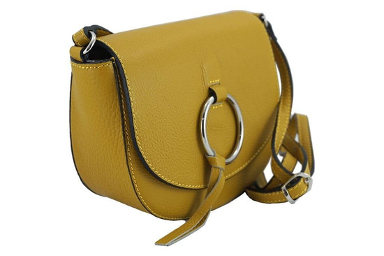 Damska skórzana listonoszka włoska - Beżowa ciemna